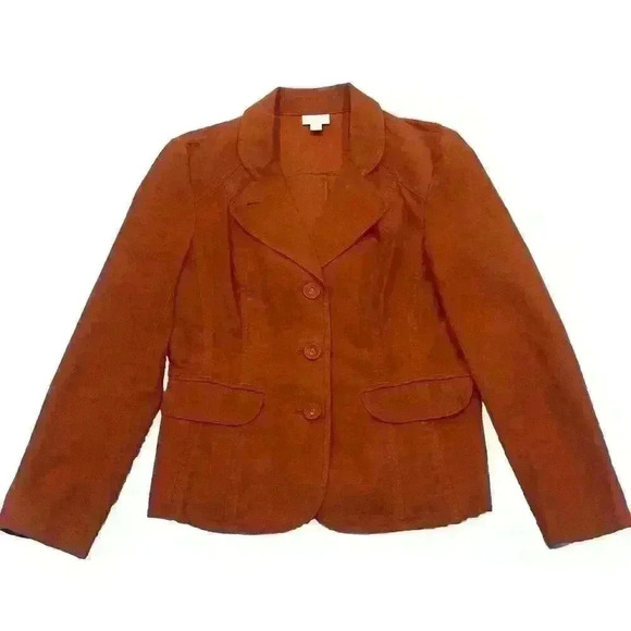 J. Jill Womens Burnt Orange Rustic Velvet Jacket Blazer Size 2 Corpcore Academia - Picture 1 of 11
